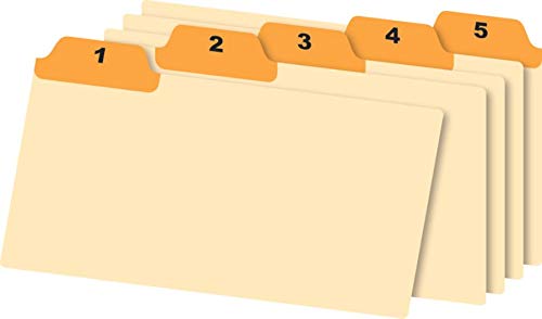 Office Depot Manila Card Guides with Laminated Tabs, Daily, 3in. x 5in., Manila/Orange, 31 Guides, OD03532