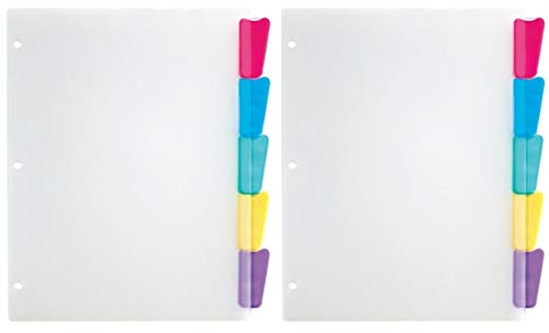 Office Depot (TM) Brand 5-tab Insertable Poly dividers, 8.5" x 11" (2 Set Combo)