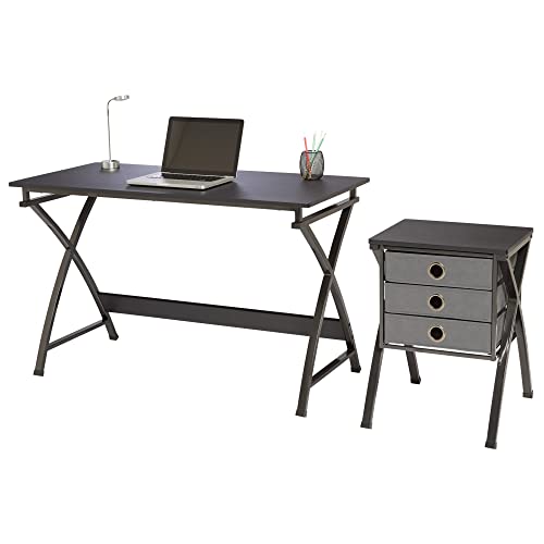 Realspace® X-Cross 48" W Computer Desk with File Cabinet, Black
