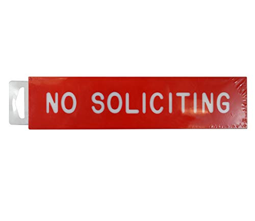 Cosco Sign, Red Engraved, No Solicitors, 2 x 8 Inches (098001)