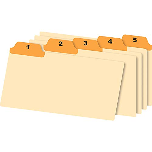 Office Depot Manila Card Guides with Laminated Tabs, Daily, 3in. x 5in., Manila/Orange, 31 Guides, OD03532