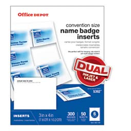 Brand Badge Inserts, 3x4 inch, White, Pack Of 300