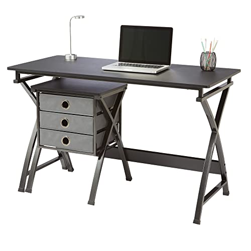 Realspace® X-Cross 48" W Computer Desk with File Cabinet, Black