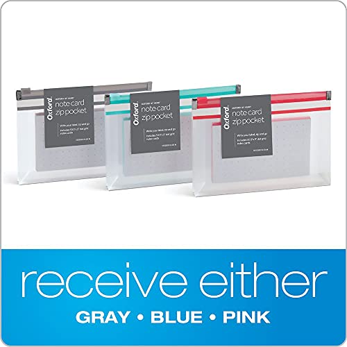 Oxford at Hand Note Card Zip Pocket - Easy Label, includes 50 Dot Grid cards, Assorted colors (No color choice) (334266M) (Pack of 1)
