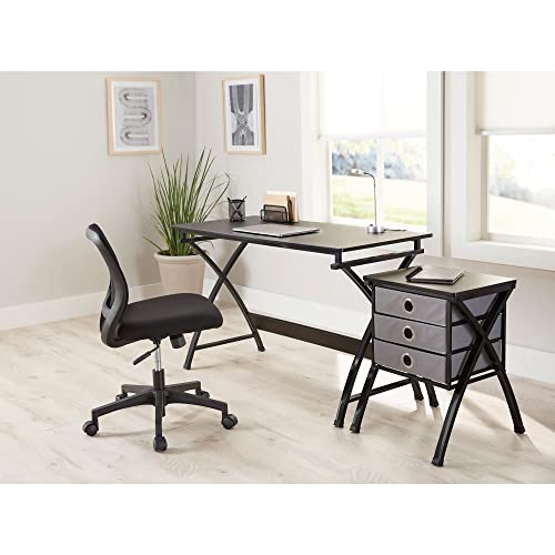 Realspace® X-Cross 48" W Computer Desk with File Cabinet, Black