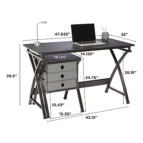 Realspace® X-Cross 48" W Computer Desk with File Cabinet, Black