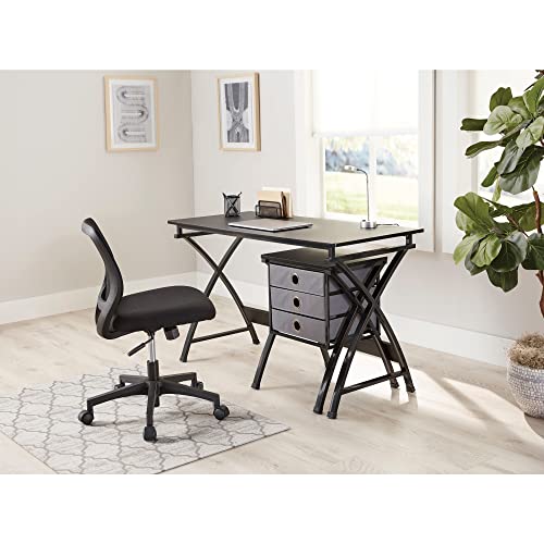 Realspace® X-Cross 48" W Computer Desk with File Cabinet, Black