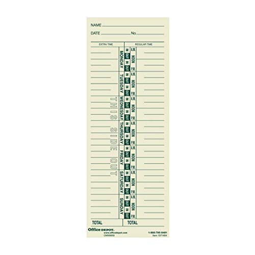 OfficeMax Single-Name Weekly Time Cards, Pack of 200