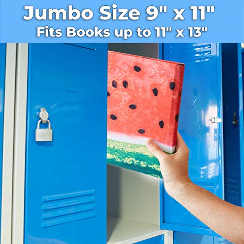 Book Sox Stretchable Book Cover: Jumbo Solid Green. Fits Most Hardcover Textbooks up to 9" x 11". Adhesive-Free, Nylon Fabric School Book Protector. Easy to Put On. Washable & Reusable Jacket.