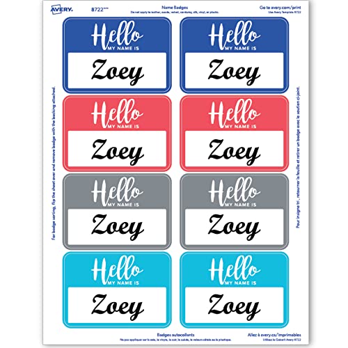 Avery Premium Personalized Name Tags, Print or Write, Blue Border, 2-1/3" x 3-3/8", 400 Name Tags (5895)