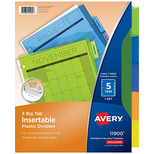 Avery 5-Tab Plastic Binder Dividers