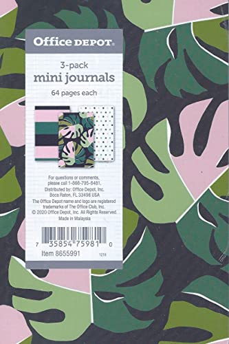 Office Depot Brand Mini Journals, 3-1/2" x 5-1/2", Narrow Ruled, 64 Pages (32 Sheets), Assorted Colors, Pack Of 3 Journals