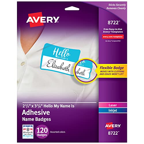 Avery Premium Personalized Name Tags, Print or Write, Blue Border, 2-1/3" x 3-3/8", 400 Name Tags (5895)