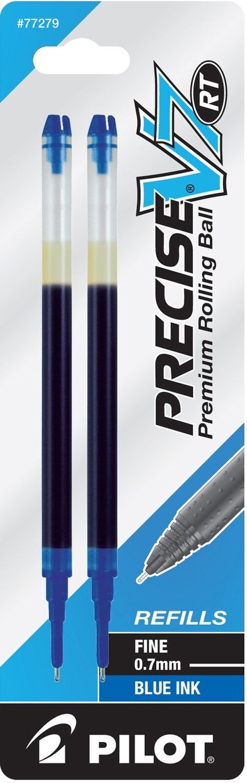 PILOT Precise V7 RT Liquid Ink Refill Retractable Pens, 0.7mm Blue Ink, 2-Pac...