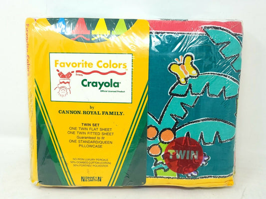 Vintage Favorite Colors From Crayola By Canon Royal Family TWIN Set Bed Sheets