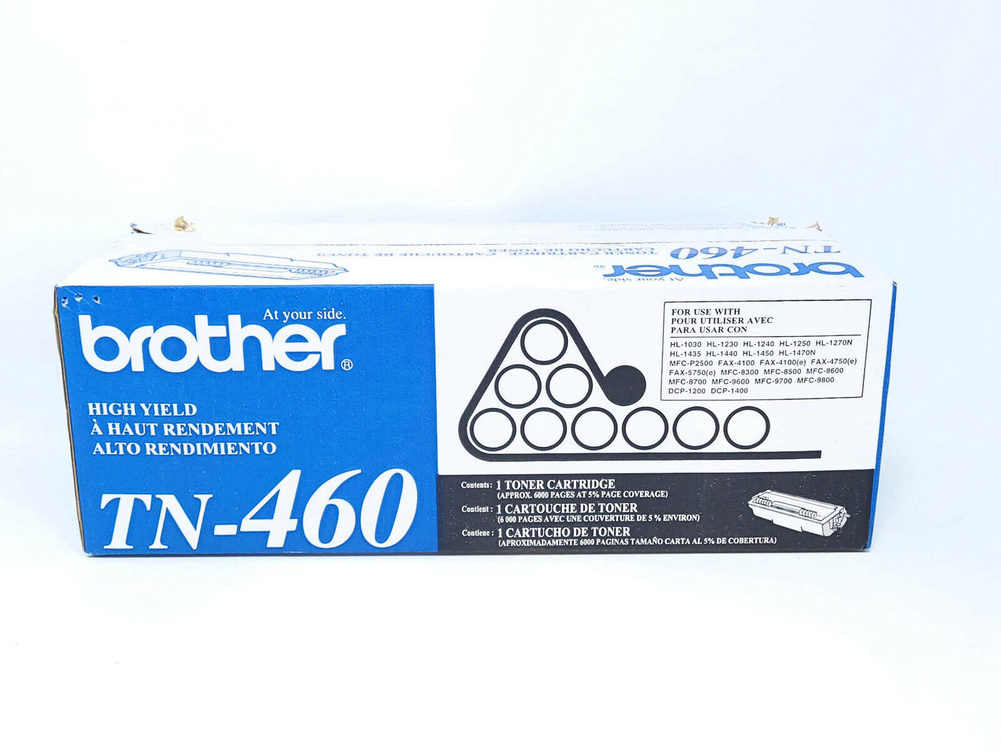 Brother TN-460 High Yield Black Toner Cartridge New In Box - Damage on Box