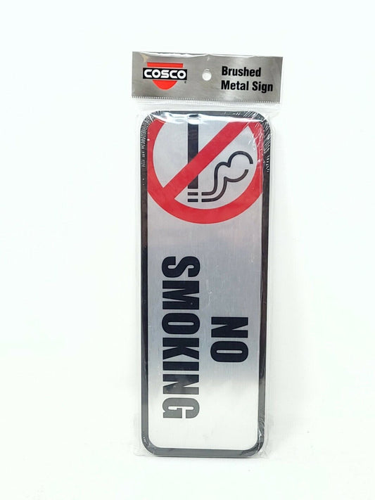 COSCO Brush Metal Office Sign, No Smoking, 9 x 3, Silver/Red 039956982078