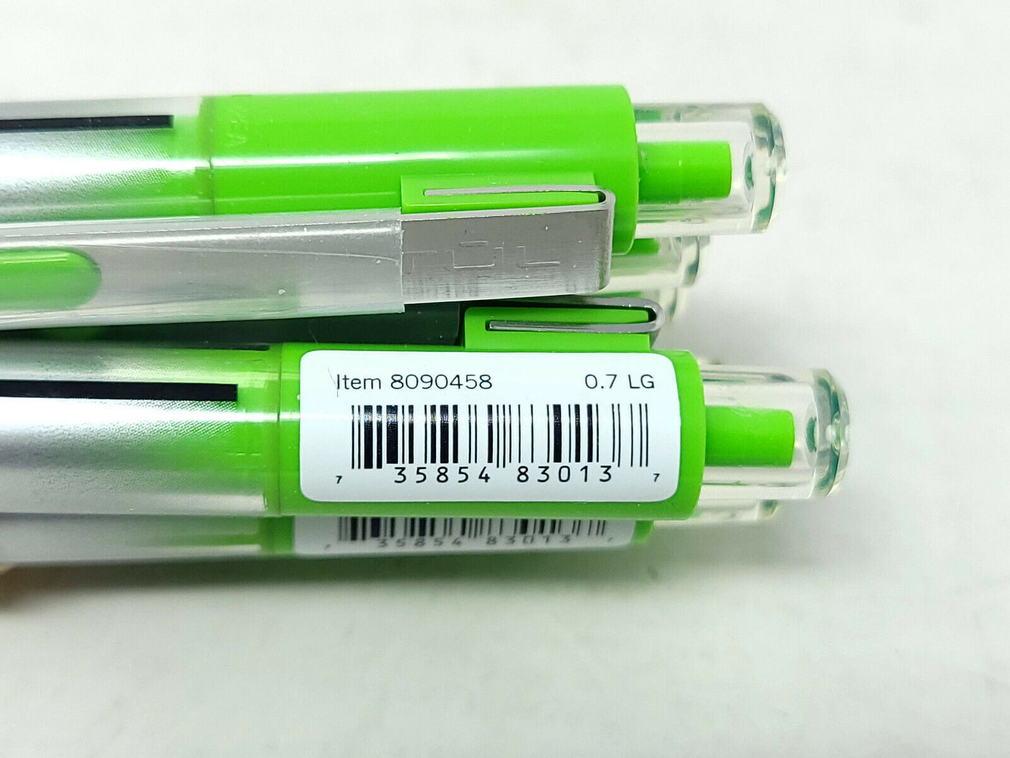 TUL Retractable Gel Pens Med Point 0.7 mm, Gray Barrel/Light Green Ink- Lot of 6