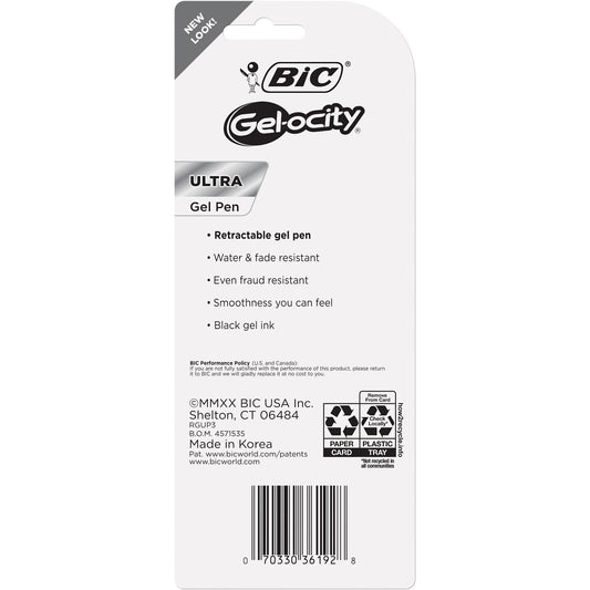 BIC Gel-Ocity Ultra Gel Pens, Medium Point Retracable (0.7mm), Assorted, 3-Count