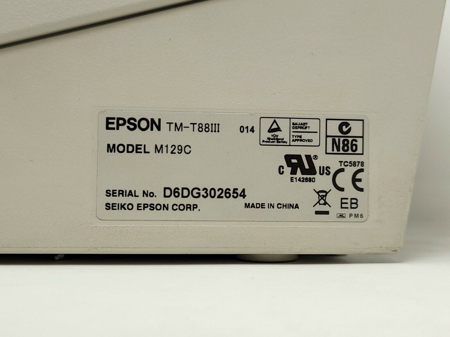 Epson TM-T88III POS Point Thermal Receipt Printer M129C RS232 + OEM Power Supply
