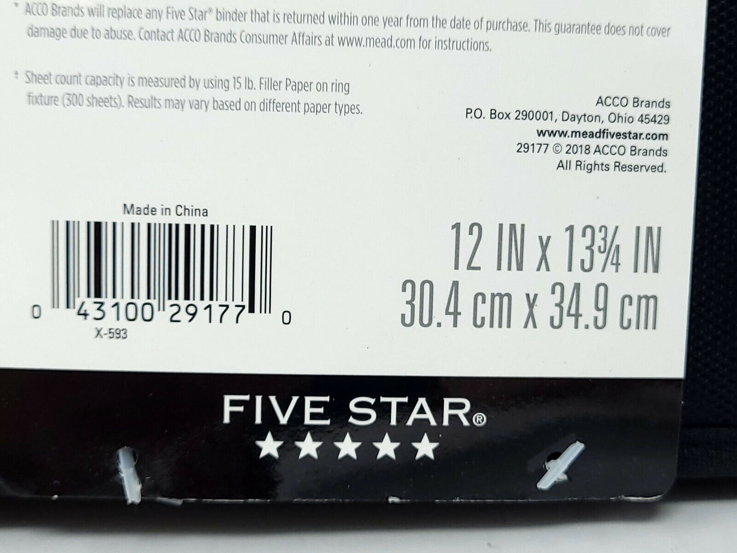 Five Star Zipper Binder School Organizer 1 1/2" Inch 300 Sheet Capacity 3 ring