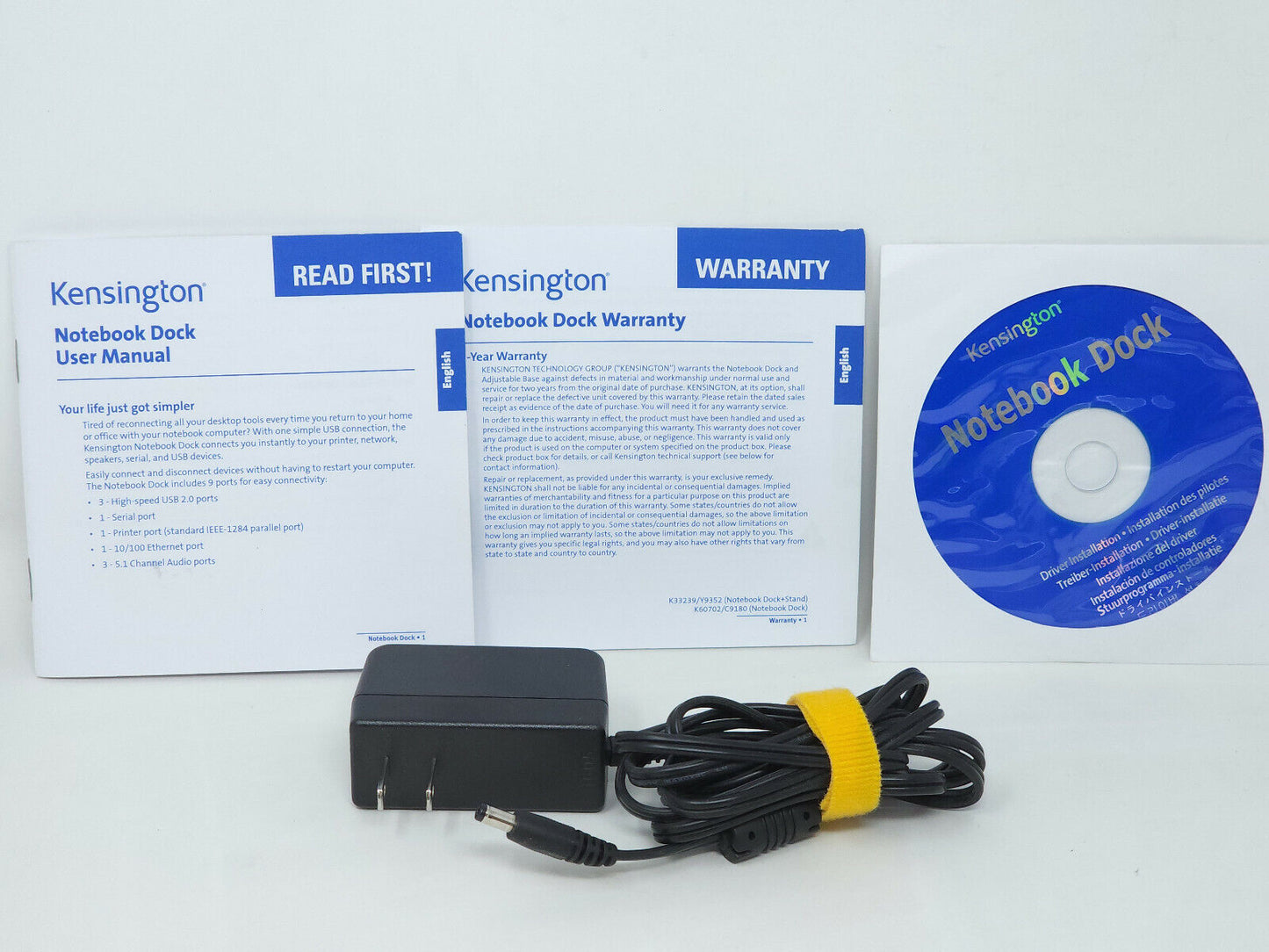 Kensington Model: K33239 Notebook Dock. Manual, Disk and AC Adapter - Good Cond