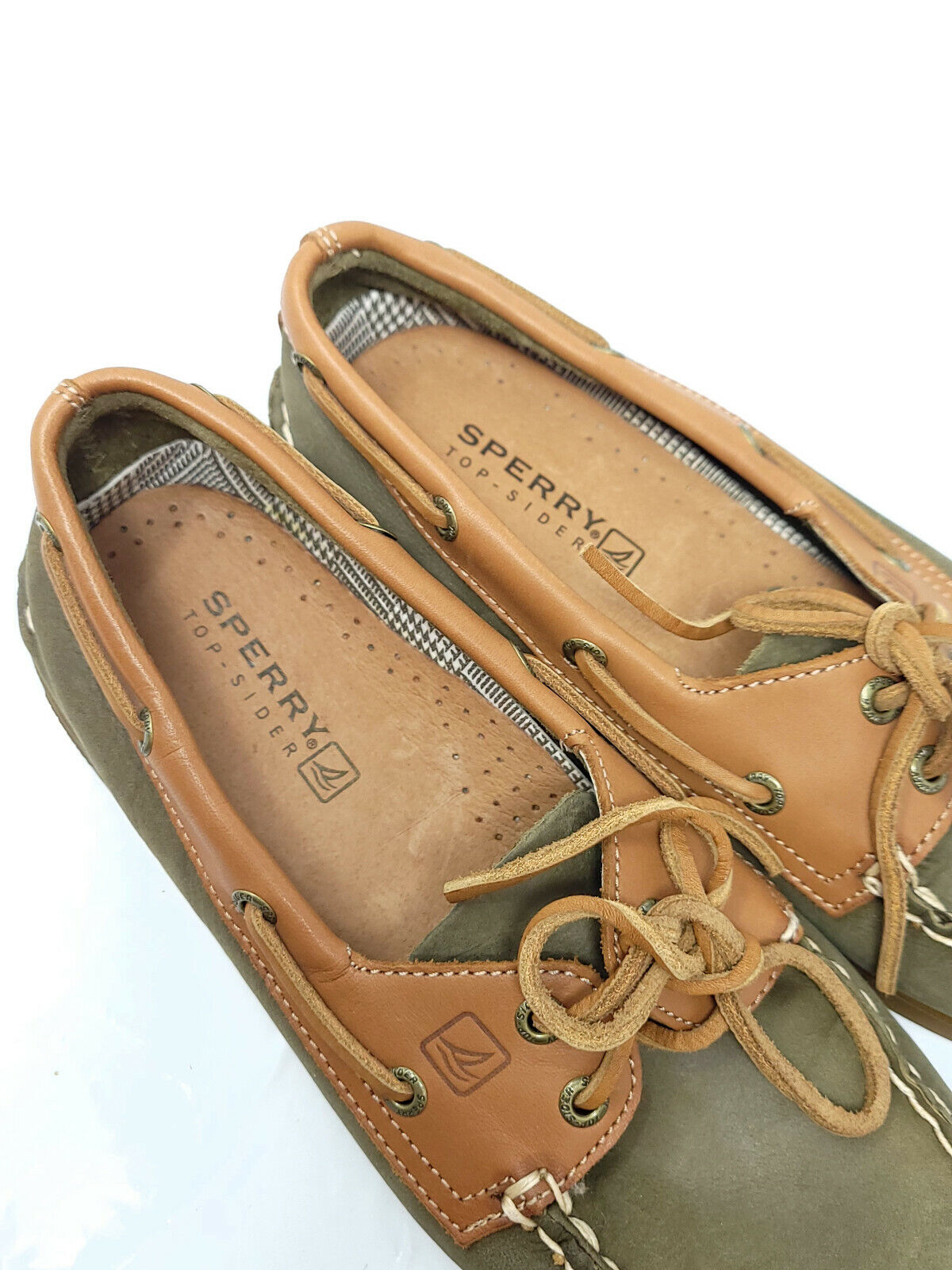 Sperry Top-Sider STS90177 Women's Sz 7.5M Khaki Green/Tan - Pre-owned