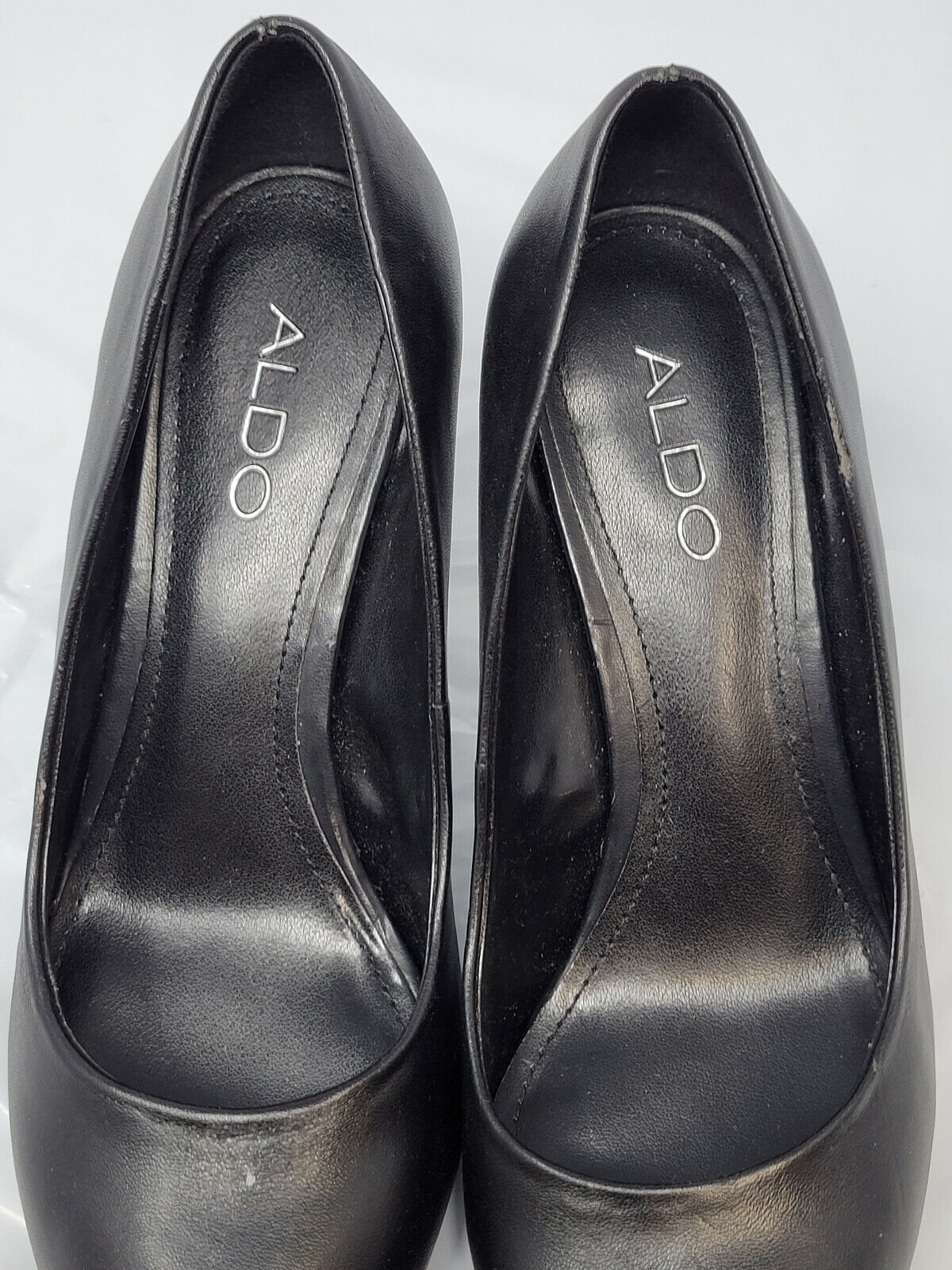 ALDO Womens Black Leather Heels SHOE US 6M-EUR 36 - Pre-owned