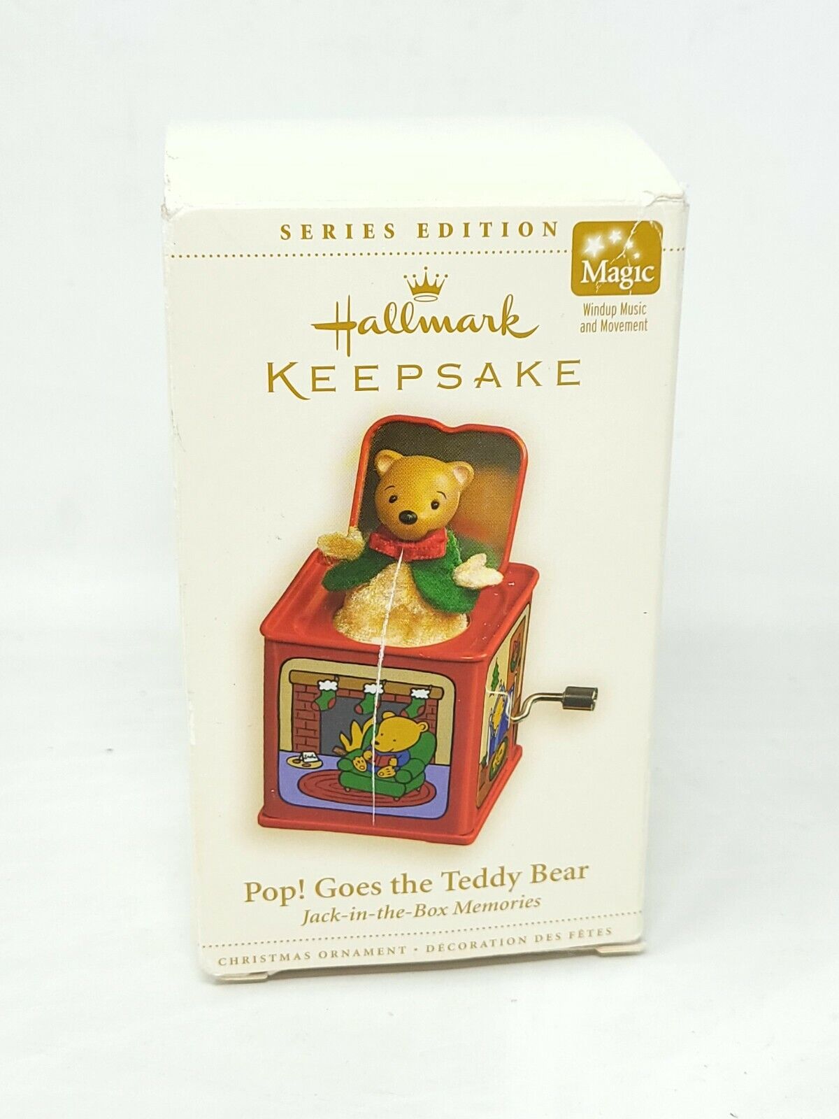 2006 Hallmark POP! GOES THE TEDDY BEAR Jack-in-the-Box Ornament 4th in Series