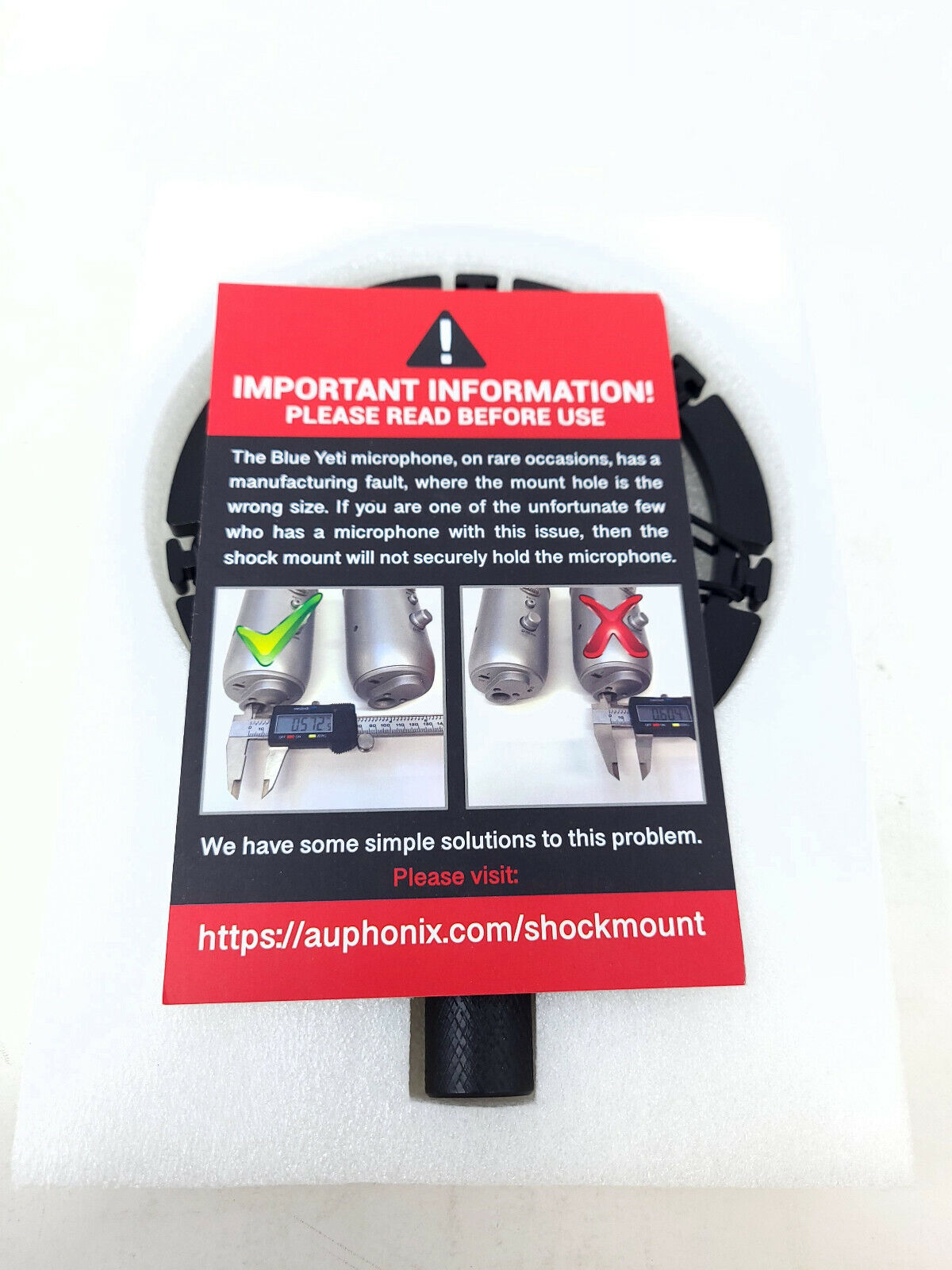 AUPHONIX - Aluminum Shock Mount For Blue Yeti Microphone - SM-1B-BL Vibration