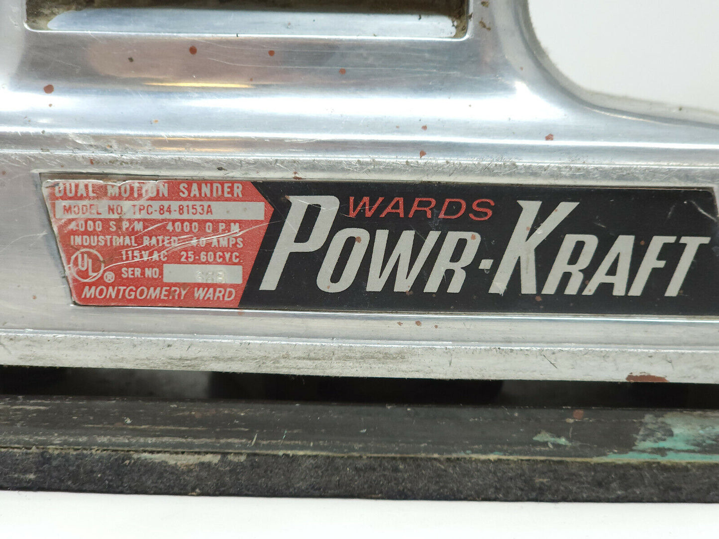 Vintage WARDS POWR/POWER KRAFT  Dual-Motion Sander 115 Volts  1/2 SHEET - TPC-84