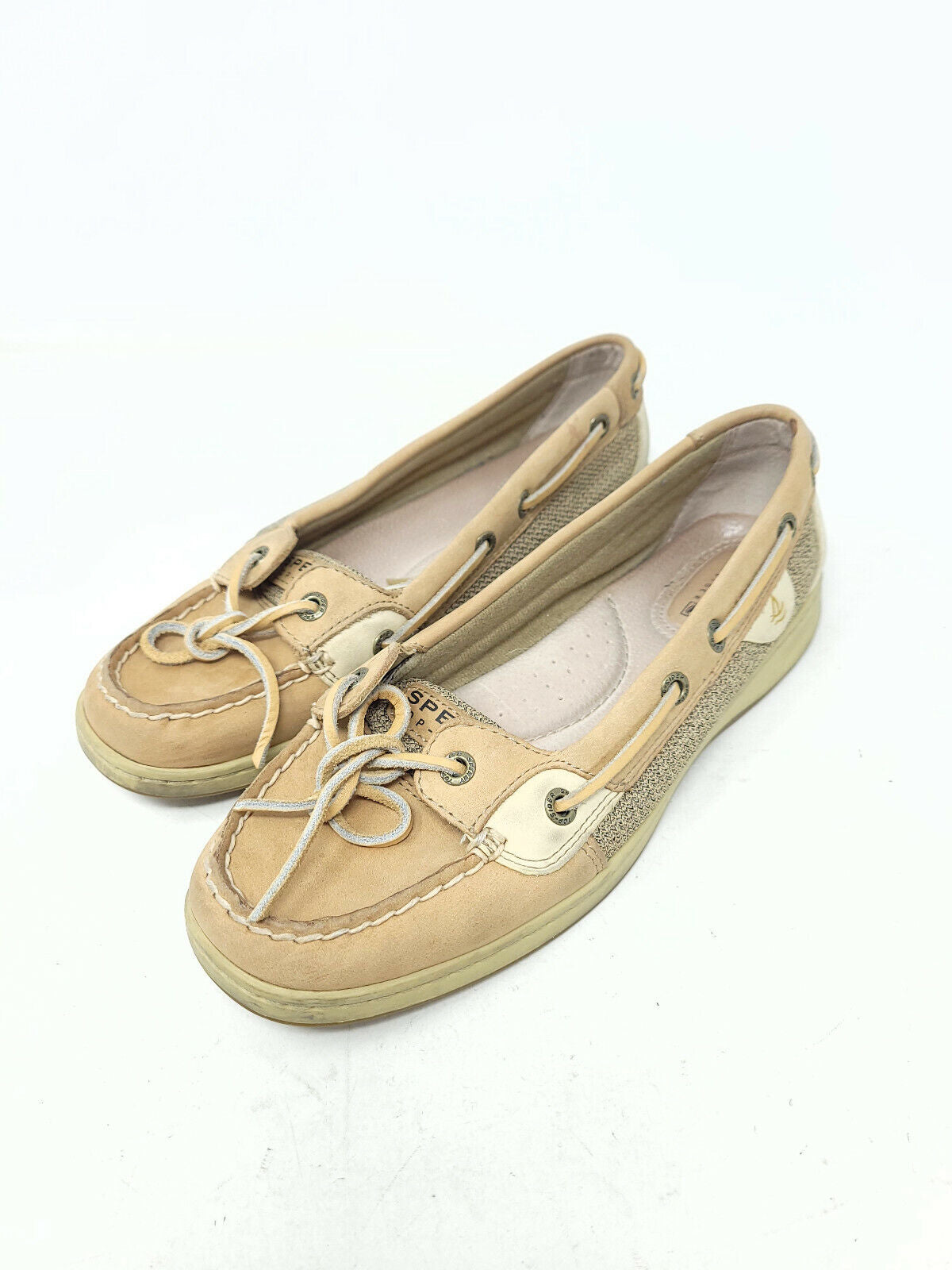 Sperry Top Sider Angelfish Women's Tan Suede Boat Shoes Size 7.5 W - Good Cond