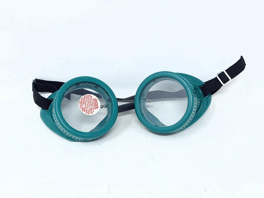 Antique Clear/Green Goggles Safety (Glasses) - Vintage - With tag on lens