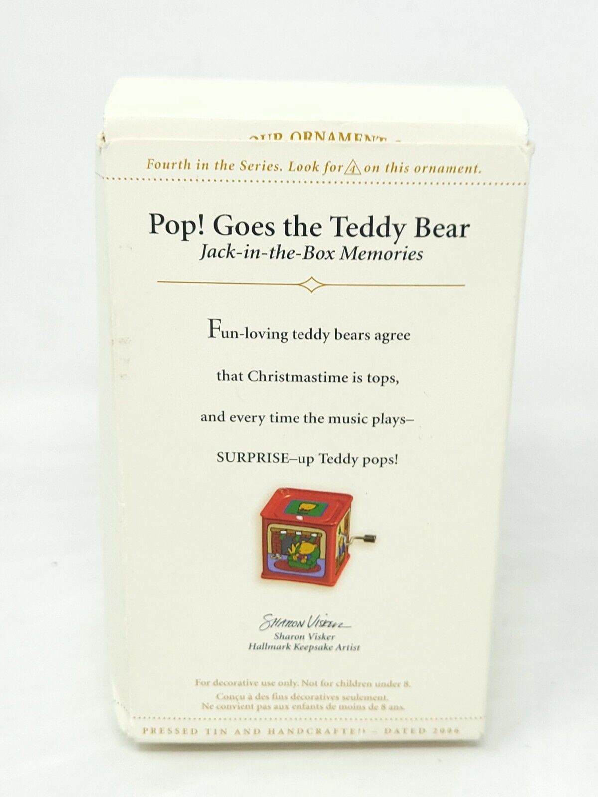 2006 Hallmark POP! GOES THE TEDDY BEAR Jack-in-the-Box Ornament 4th in Series