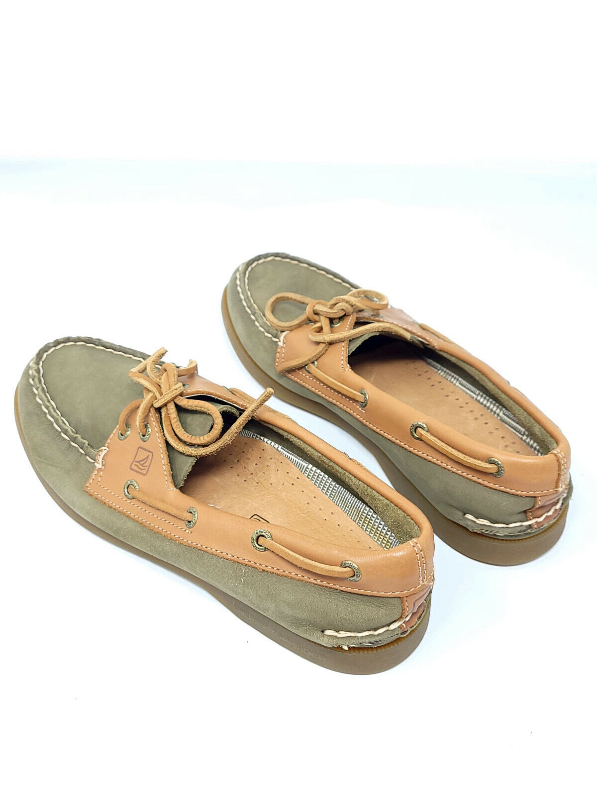 Sperry Top-Sider STS90177 Women's Sz 7.5M Khaki Green/Tan - Pre-owned