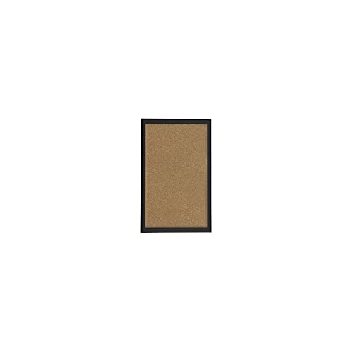 FORAY Cork Bulletin Board, 12" x 18", Natural Brown, Black Frame