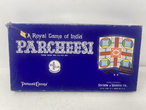 1959 Parcheesi Purple Popular Edition Board Game Selchow Righter Complete