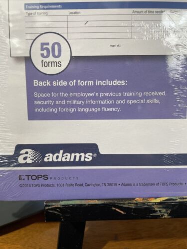 Adams New Employee Information Forms Personnel HR117-SF Two-Sided 50 Forms 2018