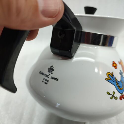 Corning Ware P-104 Country Festival Friendship Blue Birds 6 Cup Tea Pot