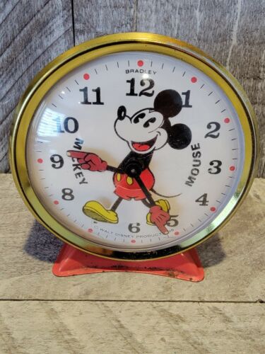 Vintage Bradley Disney Mickey Mouse Animated Alarm Clock Rocking Legs Not Working