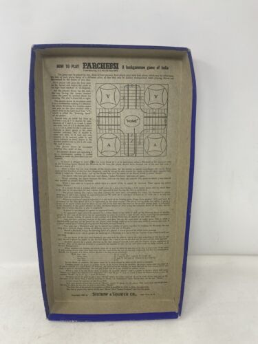 1959 Parcheesi Purple Popular Edition Board Game Selchow Righter Complete