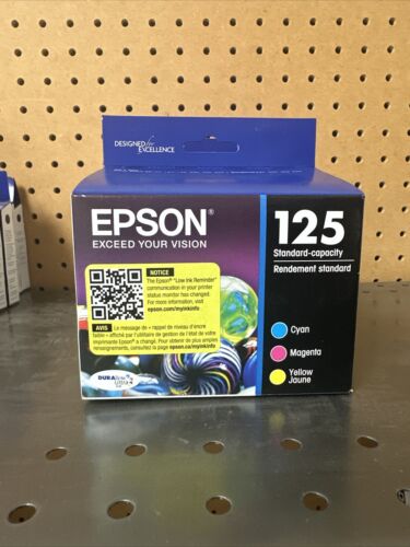 Epson 125 DURABrite Ink Cartridges - Cyan Magenta Yellow Exp. 2024 NEW