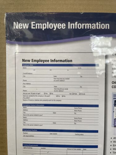 Adams New Employee Information Forms Personnel HR117-SF Two-Sided 50 Forms 2018