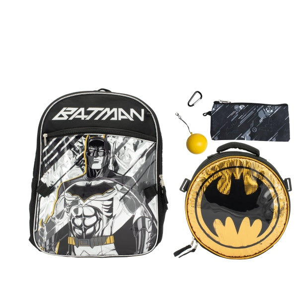 Accessory Innovations 5-Piece Kids' Licensed Backpack Set, Batman