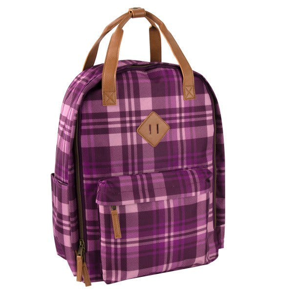 Trailmaker Blackberry Plaid Backpack With 15.6  Laptop Pocket  Purple