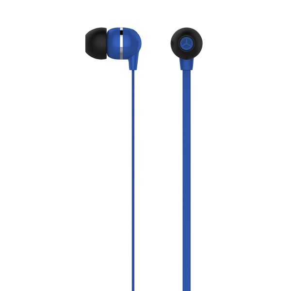 Ativa™ Plastic Earbud Headphones With Flat Cable  Dark Blue  MW-HLP-001-DB
