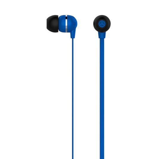 Ativa™ Plastic Earbud Headphones With Flat Cable  Dark Blue  MW-HLP-001-DB