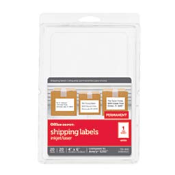 Office Depot Brand Permanent Inkjet/Laser ID Labels, OD98814, 4in x 6in, White, Pack of 20