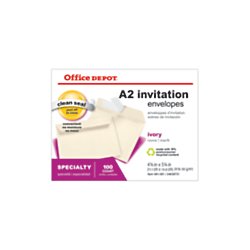 Office Depot Clean Seal(TM) Invitation Envelopes, 4 3/8in. x 5 3/4in, Ivory, Box Of 100, OM00698