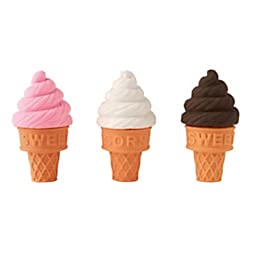 Office Depot Brand Fun Erasers, Ice Cream, Assorted Colors, Pack of 3